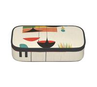 JKLQWC Astuccio per matite con stampa moderna di metà secolo, grazioso astuccio per penne e matite, grande capacità, con cerniera, organizer per ufficio, scuola, viaggi