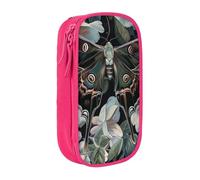 JKLQWC Astuccio portapenne con stampa di una falena che sembra un pavone, grazioso astuccio per penne grande, portatile, organizer per ufficio, scuola, adolescenti, ragazze, ragazzi, adulti, nero