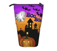 JKLQWC Astuccio retrattile con supporto per matite, con stampa tramonto sulla spiaggia, astuccio per cancelleria e trucchi per viaggi, scuola, ufficio, regali, Halloween gufo fantasma zucca, One Size