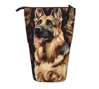 JKLQWC Astuccio retrattile con supporto per matite, grazioso astuccio per cancelleria e trucchi con stampa di cavalli, per viaggi, scuola, ufficio, regali, Pastore tedesco, Taglia unica, Zaino per la