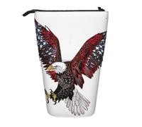 JKLQWC Astuccio retrattile con supporto per matite, grazioso astuccio per cancelleria e trucchi con stampa di animali, per viaggi, scuola, ufficio, regali, Bandiera dell'Aquila degli Stati Uniti