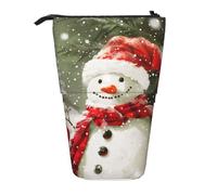 JKLQWC Astuccio retrattile con supporto per matite, organizer per strumenti musicali, cancelleria e trucco, per viaggi, scuola, ufficio, regali, Buon Natale con pupazzo di neve felice, Taglia unica
