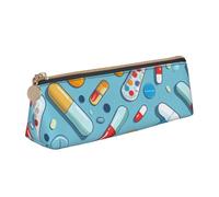 JKLQWC Astuccio triangolare con stampa a triangolo con cerniera, organizer in pelle leggera per scuola, ufficio, viaggi, trucco, Modello di medicina del fumetto, Taglia unica, Zaino per la scuola