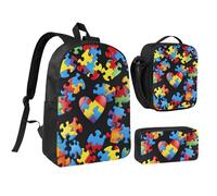 JKLQWC Bellissimo set di 3 pezzi, zaino con stampa di delfini subacquei, borsa per la scuola da 43 cm, borsa termica per il pranzo e astuccio per studenti, adolescenti, ragazze e ragazzi, Autismo