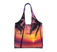 JKLQWC Borsa a tracolla con stampa a farfalla nera per le donne Borsa per la spesa in tela riutilizzabile Borsa a tracolla per lavoro, viaggi, shopping, università, scuola, Palme, silhouette, a