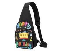 JKLQWC Borsa a tracolla con stampa di agnello con leone sulle nuvole per donne e uomini, borsa a tracolla casual per viaggi, escursionismo, corsa, Happy Birthday Big Cake, One Size, Zaino da
