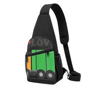 JKLQWC Borsa a tracolla con stampa di fiori di loto e libellula, per donne e uomini, borsa a tracolla casual per viaggi, escursionismo, corsa, I Love Trucks, One Size, Zaino da escursionismo