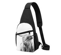 JKLQWC Borsa a tracolla con stampa Golden Retriever per donne e uomini, borsa a tracolla casual per viaggi, escursionismo, corsa, Ritratto di una mucca delle Highland, One Size, Zaino da escursionismo
