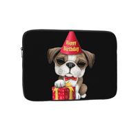 JKLQWC Custodia per computer portatile con stampa giraffa per uomo e donna, antiurto, per viaggi, ufficio, scuola, Carino Buon Compleanno Carlino Cucciolo, 13 inch