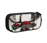 JKLQWC Divertente astuccio con stampa di alce natalizie, grazioso astuccio per penne e matite, con cerniera, organizer per ufficio, scuola, adolescenti, ragazze, ragazzi, adulti, nero, Nero , Taglia