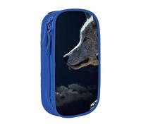 JKLQWC Full-Moon Wolves - Astuccio con stampa 3D a forma di lupi e luna, grazioso astuccio per penne, portatile, organizer per ufficio, scuola, adolescenti, ragazze, ragazzi, adulti, nero, Blu, One