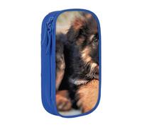 JKLQWC Grazioso astuccio con stampa di cucciolo di pastore tedesco, grazioso astuccio per penne grande, portatile, organizer per ufficio, scuola, adolescenti, ragazze, ragazzi, adulti, nero, Blu, One