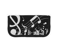 JKLQWC Grazioso astuccio in tela, organizer per matite e trucchi, con stampa di note musicali, colore bianco e nero, grande capacità, per viaggi, scuola, ufficio, regali, Nota di musica bianca nera