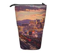 JKLQWC Grazioso astuccio retrattile con supporto - Stampe moderne di metà secolo, astuccio per cancelleria e trucchi per viaggi, scuola, ufficio, regali, Las Vegas Tramonto, Taglia unica, Zaino per la