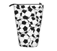 JKLQWC Grazioso astuccio retrattile in piedi, organizer per bottiglie, birra, spiaggia, tramonto, stampe di cancelleria e trucco, per viaggi, scuola, ufficio, regali, Modello di palla da calcio in