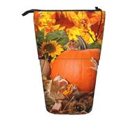JKLQWC Grazioso astuccio retrattile in piedi, organizer per matite da spiaggia, palme, barche, stampe, cancelleria e trucco, per viaggi, scuola, ufficio, regali, Foglie Felice Giorno del