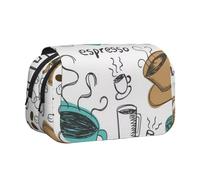 JKLQWC Haunted The Mansion - Astuccio con stampa a due strati, per bambini, uomini, donne, matite, trucchi, organizer per ufficio, scuola, viaggi, Delizioso caffè, One Size, Zaino per la scuola