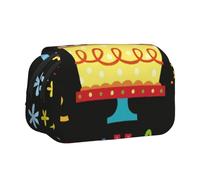 JKLQWC Haunted The Mansion - Astuccio con stampa a due strati, per bambini, uomini, donne, matite, trucchi, organizer per ufficio, scuola, viaggi, Happy Birthday Big Cake, One Size, Zaino per la
