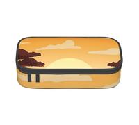 JKLQWC Haunted The Mansion, astuccio con stampa, grazioso astuccio per penne e matite, grande capacità, con cerniera, organizer per ufficio, scuola, viaggi, Elefante e giraffa al tramonto, One Size