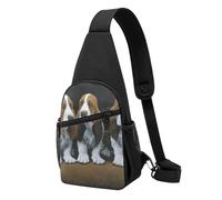 JKLQWC Haunted The Mansion - Borsa a tracolla con stampa, per donne, uomini, stile casual, per viaggi, escursionismo, corsa, Carino Basset Hound Cuccioli, One Size, Zaino da escursionismo