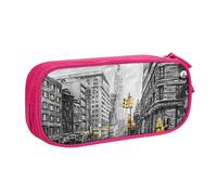 JKLQWC Love from New York, astuccio con stampa carino, per penne e matite, con cerniera, organizer per ufficio, scuola, adolescenti, ragazze, ragazzi, adulti, nero, rosa, One Size, Zaino per la scuola