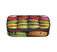 JKLQWC Macaron - Astuccio per matite con stampa di pasticcini aromatizzati al gusto di biscotti, grazioso astuccio per penne e matite, grande capacità, con cerniera, organizer per ufficio, scuola
