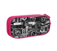 JKLQWC Retro Cool Camera Collection - Astuccio con stampa, per penne e matite, con cerniera, per ufficio, scuola, adolescenti, ragazze, ragazzi, adulti, colore: nero, rosa, One Size, Zaino per la