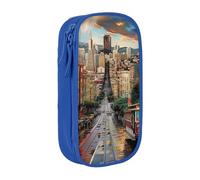 JKLQWC San Francisco - Astuccio con stampa, grazioso astuccio per penne, grande, portatile, organizer per ufficio, scuola, adolescenti, ragazze, ragazzi, adulti, nero, Blu, Taglia unica, Zaino per la