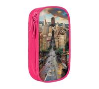 JKLQWC San Francisco - Astuccio con stampa, grazioso astuccio per penne, grande, portatile, organizer per ufficio, scuola, adolescenti, ragazze, ragazzi, adulti, nero, rosa, Taglia unica, Zaino per la