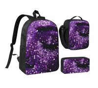 JKLQWC Set di 3 zaini con stampa zucca del Ringraziamento, borsa per la scuola da 43 cm con borsa termica per il pranzo e astuccio per studenti, adolescenti, ragazze e ragazzi, Glitter Donna, Taglia