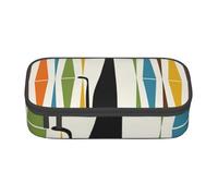 JKLQWC Simpatico astuccio con stampa di volpe, astuccio carino per penne e matite, grande capacità, con cerniera, organizer per ufficio, scuola, viaggi, Gatto di arte moderna di metà secolo, One Size