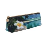 JKLQWC Winter The Dolphin - Astuccio triangolare con cerniera, organizer in pelle leggera per scuola, ufficio, viaggi, trucchi, Fiore tropicale e pietra zen, Taglia unica, Zaino per la scuola