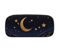 JKLQWH Astuccio in pelle PU impermeabile grande capacità ci sono stelle e luna su di esso astuccio con cerniera astuccio portatile per forniture per ufficio borsa trucco