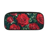 JKLQWH Astuccio in pelle PU Impermeabile Grande Capacità Rosa Rossa Romantico Matita Sacchetto Con Cerniera Sacchetto di Matita Portatile Per Forniture Per Ufficio Sacchetto di Trucco