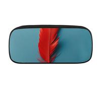 JKLQWH Astuccio in pelle PU impermeabile grande capacità Un sacchetto di matita piuma rossa con cerniera borsa portatile per forniture per ufficio borsa trucco