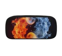 JKLQWH Astuccio in pelle PU Impermeabile Grande Capacità Yin Yang Fuoco Matita Dell'acqua Sacchetto Con Cerniera Portatile Matita Sacchetto Per Forniture Per Ufficio Sacchetto di Trucco