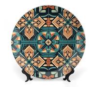 JKLQWH Bone China Piatto Decorativo 10 "Arte Ceramica Piatto Decorativo Con Espositore Griglia Arancione Scuro Ornamento In Ceramica Fatto A Mano Per Home Office Wall Decor