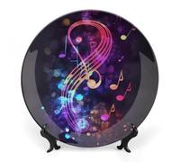 JKLQWH Bone China Piatto Decorativo 6 "Arte Ceramica Piatto Decorativo Con Espositore Colorato Galaxy Nota Musicale Handmade Ornamento In Ceramica Per Home Office Wall Decor