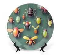 JKLQWH Bone China Piatto Decorativo 6 "Arte Ceramica Piatto Decorativo Con Espositore Insetto Atlante Ornamento In Ceramica A Mano Per La Casa Ufficio Decorazione Della