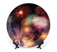 JKLQWH Bone China Piatto Decorativo 7 "Arte Ceramica Piatto Decorativo Con Espositore Bellissimo Fuochi D'artificio Ornamento In Ceramica Fatti A Mano Per Home Office Wall Decor