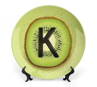 JKLQWH Bone China Piatto Decorativo 7 "Arte Ceramica Piatto Decorativo Con Espositore Kiwi Art Pattern Handmade Ceramica Ornamento Per Home Office Wall Decor