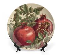 JKLQWH Bone China Piatto Decorativo 8 "Arte Ceramica Piatto Decorativo Con Espositore Bacche di Melograno Ornamento In Ceramica Fatta A Mano Per Home Office Wall Decor