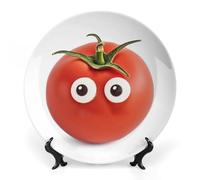JKLQWH Piatto decorativo in porcellana Bone China da 8 pollici Piatto decorativo in ceramica con espositore I Love You from My Head Pomodori Ornamento in ceramica fatto a mano per la decorazione della