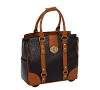 JKM and Company - Borsa a secchiello per computer e tablet, motivo: Ostrich Nero Black, brown 17" inch