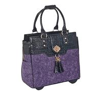 JKM & Company La Contessa Viola e Nero Alligatore in Pelle Sintetica Computer iPad, Tablet Portatile Rolling Borsa ventiquattrore Carryall Bag