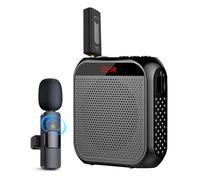 Jkoailiwi Amplificatore vocale con microfono wireless da bavero, microfono per insegnanti personali per classe, sistema di altoparlanti portatili a megafono, amplificatore vocale wireless per guida