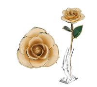 JKOKPMG Rosa vera con stelo lungo immersa in oro 24k con stelo lungo, premium per il suo amore per sempre 11-12 pollici Rosa di lusso realizzata a mano