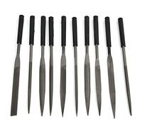 JKOKPMG Set di lime ad ago Mini lime per gioielli su un lato in acciaio al carbonio per levigare moduli metallici Kit 10 pezzi con grana diamantata di grado professionale rivestito in (5 * 180 mm)