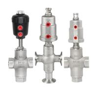 JKPQQEHV 1/4" 3/8" 1/2" 3/4" 1" BSPT Female Tee 3 Ways 304 Stainless Steel Pneumatic Actuated Angle Seat Valve Pneumatic Air(DN40,Plastic Actuator)