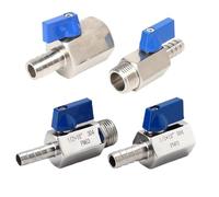 JKPQQEHV 1/8 1/4 3/8 1/2 3/4" inch BSP Male/Female 6 7 8 10 12 14 15 16-20 mm Hose Barb 304 Stainless Steel Sanitary Ball Valve(1/8",BSPT Male)